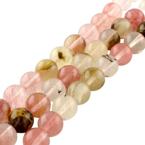 Gemstone Beads, Fire Cherry Quartz, Natural, Round, 10mm - BEADED CREATIONS