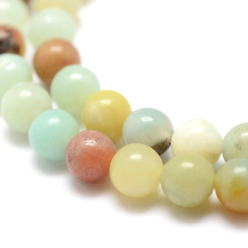 Gemstone Beads, Flower Amazonite, Natural, Round, 8mm - BEADED CREATIONS