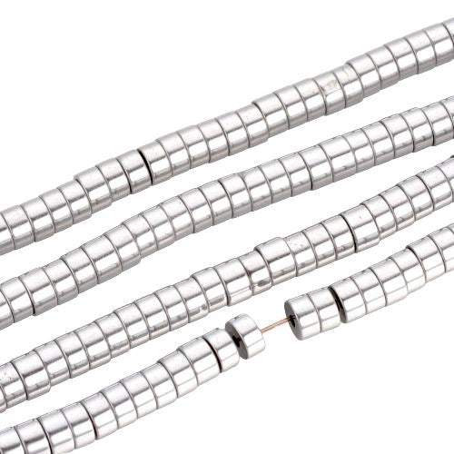 Gemstone Beads, Hematite, Synthetic, Non-Magnetic, Electroplated, Heishi Beads, Disc, Flat, Round, Platinum Plated, 4mm - BEADED CREATIONS