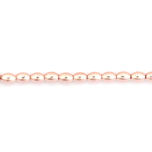 Gemstone Beads, Hematite, Synthetic, Non-Magnetic, Electroplated, Oval, Rose Gold, Plated, 6mm - BEADED CREATIONS