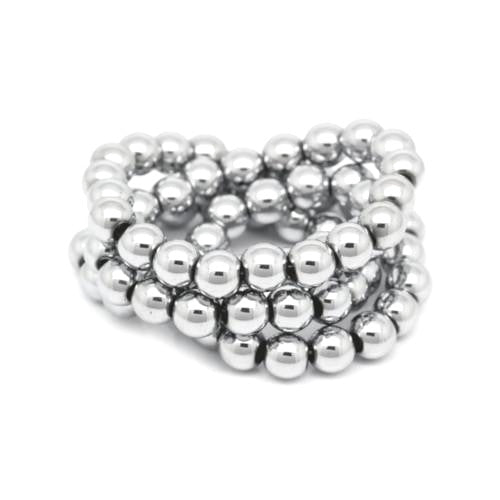 Gemstone Beads, Hematite, Synthetic, Non-Magnetic, Electroplated, Round, Silver Plated, 4mm - BEADED CREATIONS