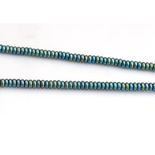 Gemstone Beads, Hematite, Synthetic, Non-Magnetic, Flat, Round, Blue, Green, Matte, 4mm - BEADED CREATIONS
