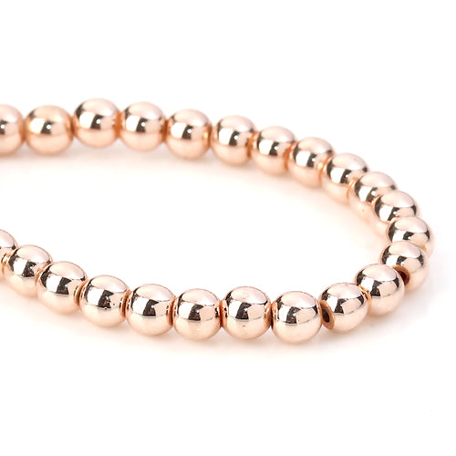 Gemstone Beads, Hematite, Synthetic, Non-Magnetic, Round, Rose Gold, 4mm - BEADED CREATIONS