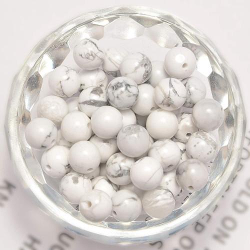 Gemstone Beads, Howlite, Magnesite, Natural, Round, White, 10mm - BEADED CREATIONS
