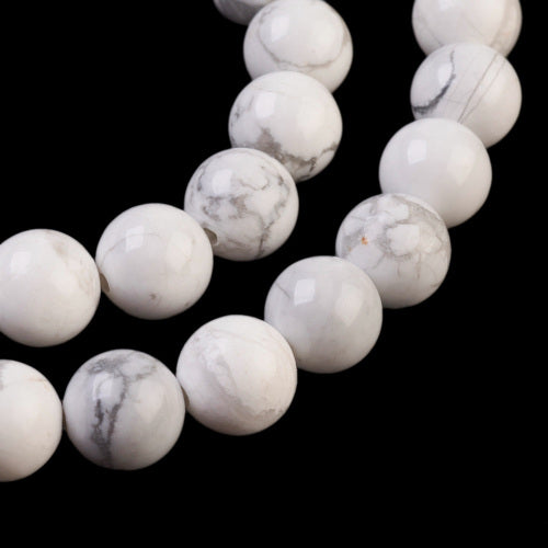Gemstone Beads, Howlite, Magnesite, Natural, Round, White, 8mm - BEADED CREATIONS