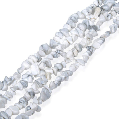 Gemstone Beads, Howlite, Magnesite, Natural, White, Free Form, Chip Strand, 5-8mm - BEADED CREATIONS