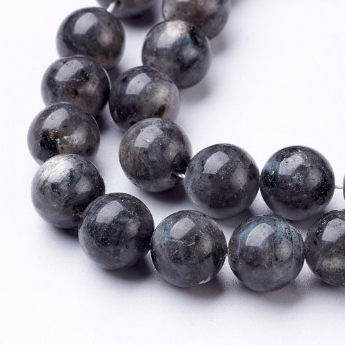 Gemstone Beads, Larvikite, Black Labradorite, Natural, Round, 10mm - BEADED CREATIONS