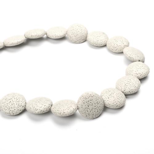 Gemstone Beads, Lava Rock, Natural, Coin, Beige, 22mm - BEADED CREATIONS