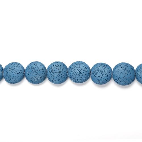 Gemstone Beads, Lava Rock, Natural, Coin, Blue, 22mm - BEADED CREATIONS