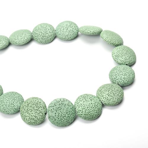 Gemstone Beads, Lava Rock, Natural, Coin, Light Green, 27mm - BEADED CREATIONS