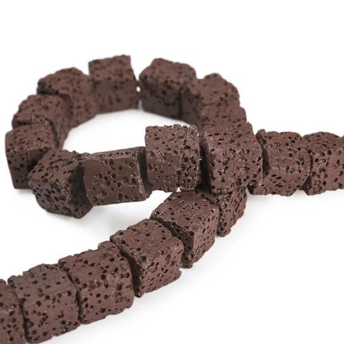 Gemstone Beads, Lava Rock, Natural, Cube, Brown, 8mm - BEADED CREATIONS