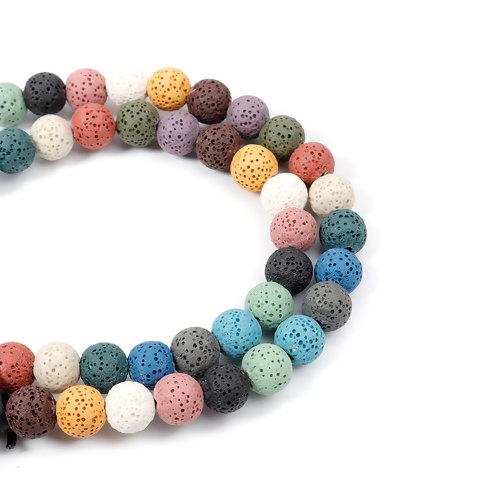 Gemstone Beads, Lava Rock, Natural, Round, Mixed Colors, 10mm - BEADED CREATIONS