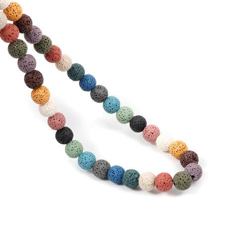 Gemstone Beads, Lava Rock, Natural, Round, Mixed Colors, 10mm - BEADED CREATIONS