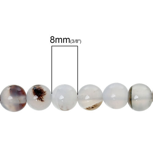 Gemstone Beads, Madagascar Multi-Agate, Natural, Round, Ivory, 8mm - BEADED CRATIONS