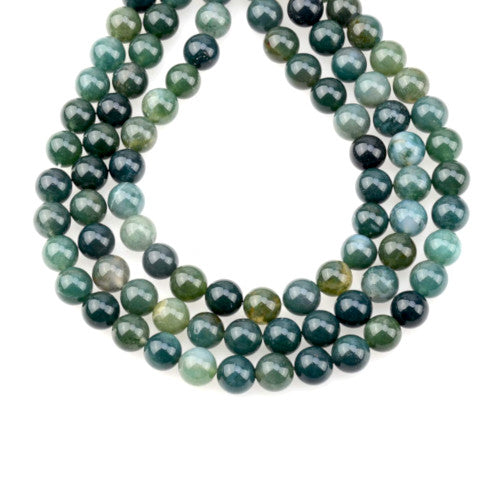 Gemstone Beads, Moss Agate, Natural, Round, 8mm - BEADED CREATIONS