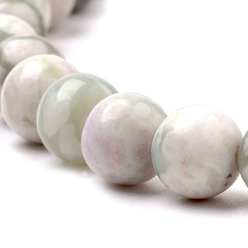 Gemstone Beads, Peace Jade, Serpentine And White Quartz, Natural, Round, 8mm - BEADED CREATIONS