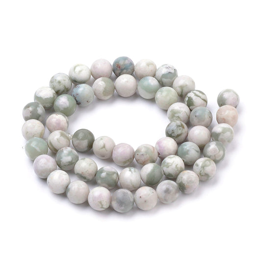 Gemstone Beads, Peace Jade, Serpentine And White Quartz, Natural, Round, 8mm - BEADED CREATIONS