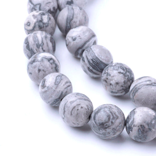 Gemstone Beads, Picasso Jasper, Frosted, Natural, Round, 8mm - BEADED CREATIONS