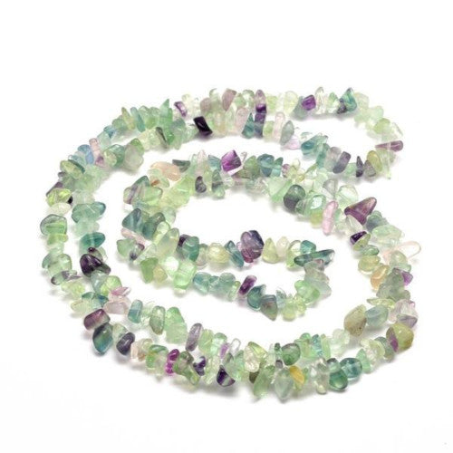Gemstone Beads, Rainbow Fluorite, Natural, Free Form, Chip Strand, 8-12mm - BEADED CREATIONS