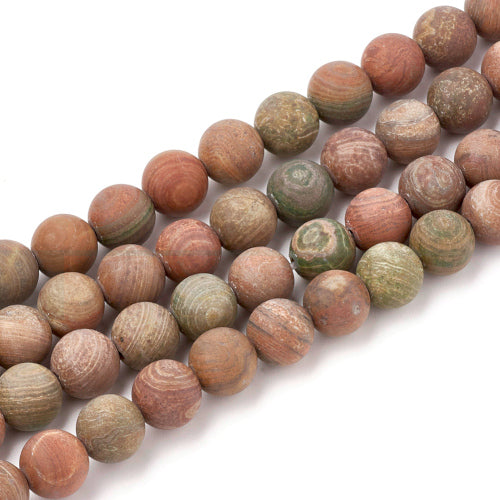 Gemstone Beads, Red Rainbow Jasper, Natural, Frosted, Round, 8mm - BEADED CREATIONS