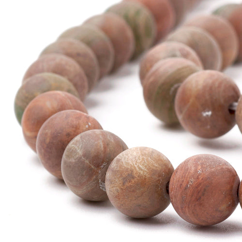 Gemstone Beads, Red Rainbow Jasper, Natural, Frosted, Round, 8mm - BEADED CREATIONS
