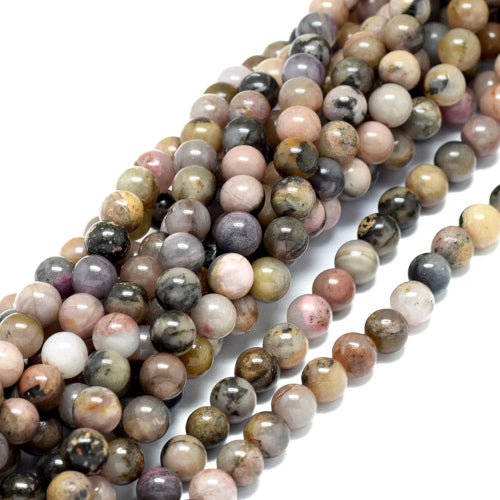 Gemstone Beads, Rhodonite, Natural, Round, 8mm - BEADED CREATIONS