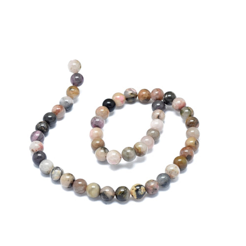 Gemstone Beads, Rhodonite, Natural, Round, 8mm - BEADED CREATIONS