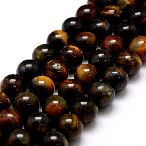 Gemstone Beads, Round, Natural, Tiger Eye, Grade AB, 8mm - BEADED CREATIONS