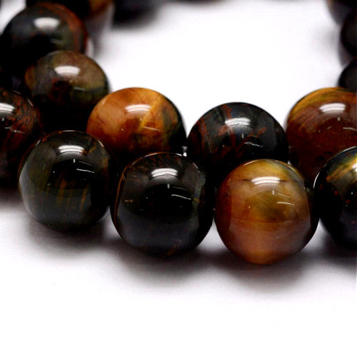 Gemstone Beads, Round, Natural, Tiger Eye, Grade AB, 8mm - BEADED CREATIONS