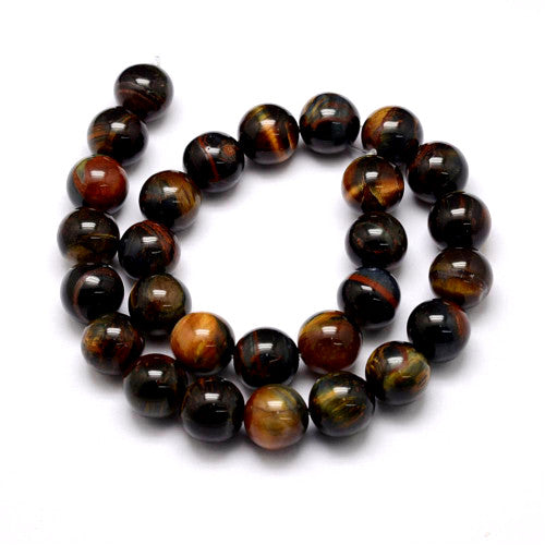 Gemstone Beads, Round, Natural, Tiger Eye, Grade AB, 8mm - BEADED CREATIONS