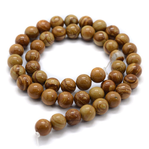 Gemstone Beads, Round, Wood Lace Stone, Petrified Wood, 8mm - BEADED CREATIONS