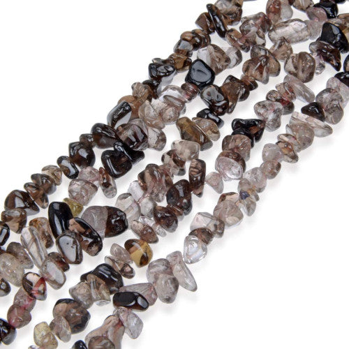Gemstone Beads, Smokey Quartz, Natural, Free Form, Chip Strand, 5-8mm - BEADED CREATIONS