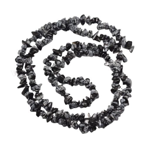 Gemstone Beads, Snowflake Obsidian, Natural, Free Form, Chip Strand, 5-8mm - BEADED CREATIONS