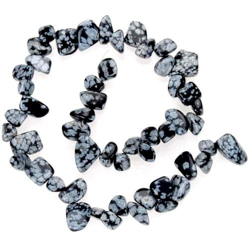 Gemstone Beads, Snowflake Obsidian, Natural, Free Form, Chip Strand, 8-12mm - BEADED CREATIONS