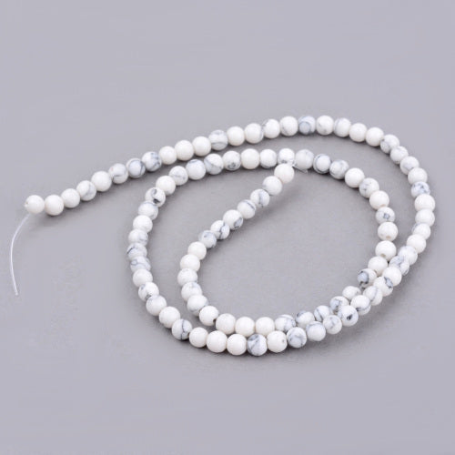 Gemstone Beads, Synthetic, Frosted, Howlite, Round, White, 12mm - BEADED CREATIONS