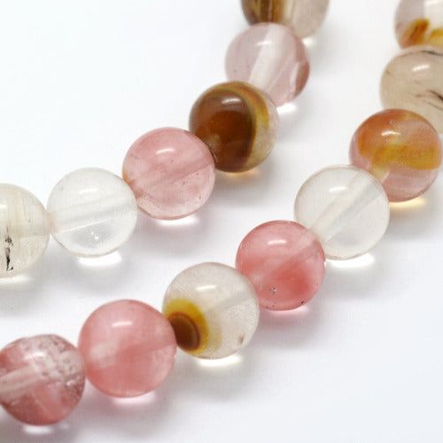 Gemstone Beads, Watermelon Stone, Tigerskin Glass, Natural, Round, 8mm - BEADED CREATIONS