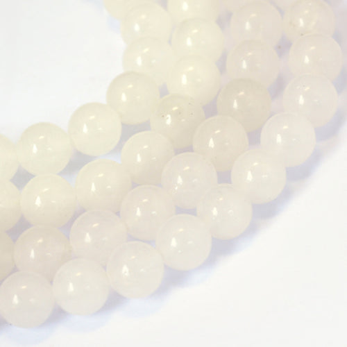 Gemstone Beads, White Jade, Natural, Round, 8mm - BEADED CREATIONS