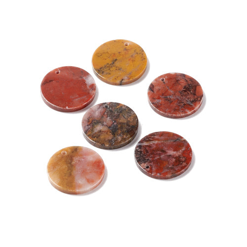 Gemstone Pendants, Natural, Morocco Agate, Hand-Cut Top-Drilled Round With Flat Back, 28.5-31mm - BEADED CREATIONS