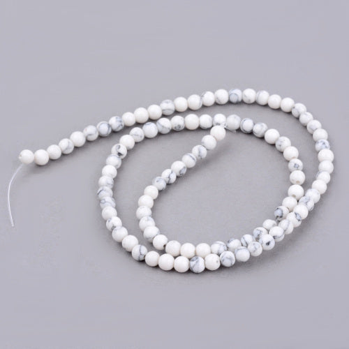 Gemstone Beads, Howlite, Synthetic, Round, Frosted, White, 6-6.5mm - BEADED CREATIONS