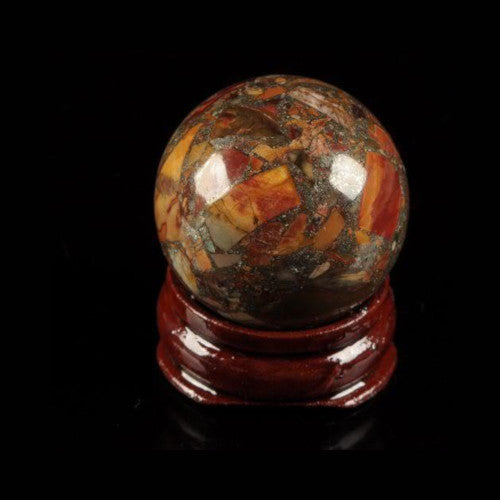 Gemstone, Picasso Jasper, Sphere, With Stand, 30mm - BEADED CREATIONS