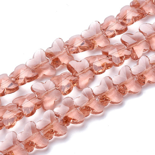Glass Beads, Butterfly, Faceted, Transparent, Dark Salmon, 10mm - BEADED CREATIONS