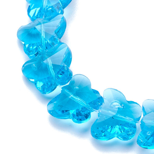 Glass Beads, Butterfly, Faceted, Transparent, Deep Sky Blue, 10mm - BEADED CREATIONS