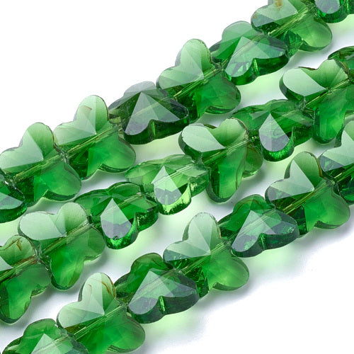 Glass Beads, Butterfly, Faceted, Transparent, Green, 10mm - BEADED CREATIONS