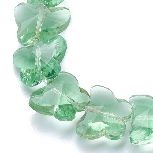 Glass Beads, Butterfly, Faceted, Transparent, Mint Green, 10mm - BEADED CREATIONS