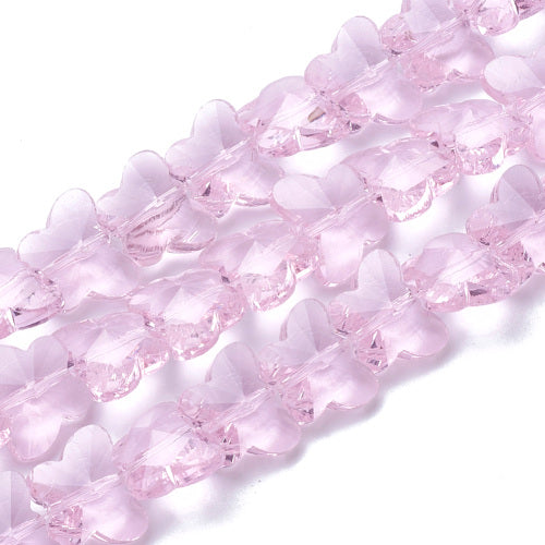 Glass Beads, Butterfly, Faceted, Transparent, Pearl Pink, 10mm - BEADED CREATIONS