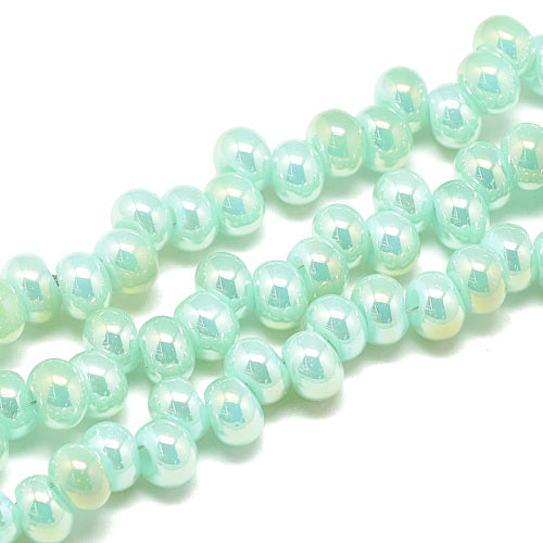 Glass Beads, Electroplated, Abacus, Pale Turquoise, 6.5mm - BEADED CREATIONS