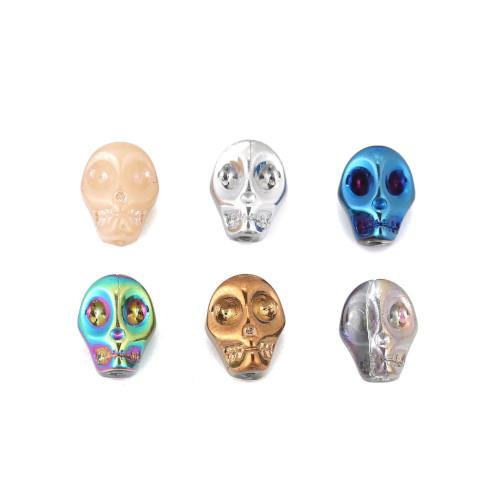 Glass Beads, Electroplated, Skull, Assorted Color Plated, 10mm - BEADED CREATIONS