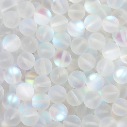 Glass Beads, Frosted, Polaris, Round, Clear, 10mm - BEADED CREATIONS