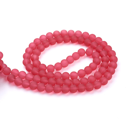 Glass Beads, Frosted, Round, Crimson, 10mm - BEADED CREATIONS