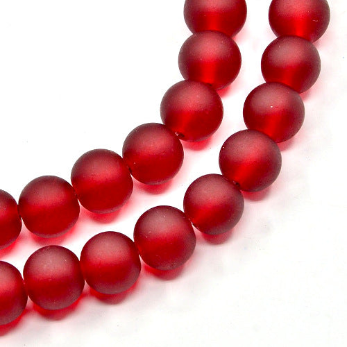 Glass Beads, Frosted, Round, Dark Red, 10mm - BEADED CREATIONS